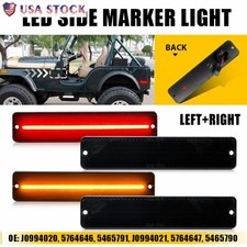4x Smoked Amber Red LED Fender Marker Lights For Jeep CJ5 CJ6 CJ7 Grand Wagoneer