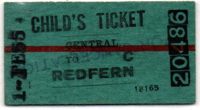 Australien - N S W Government Railways Ticket = Central to Redfern - Kind