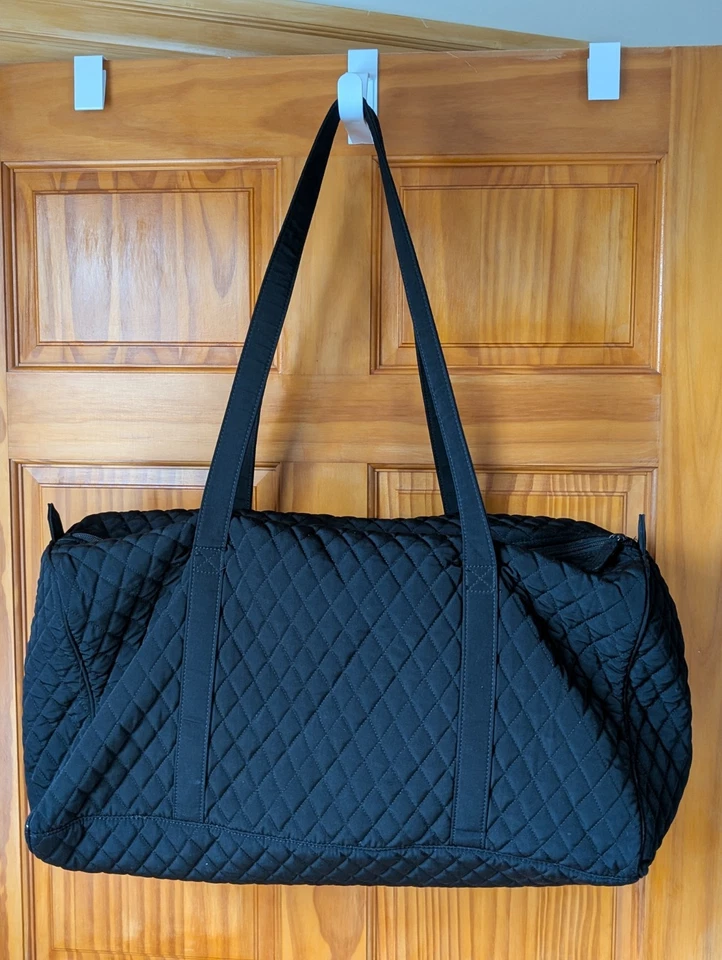 Vera Bradley Extra Large Quilted Duffle BagBlack With Leopard Interior - Image 2 of 4
