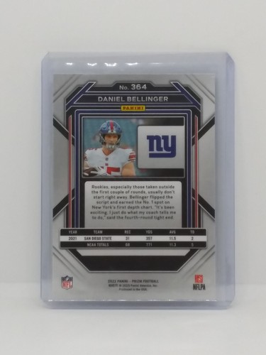 2022 Panini Prizm Daniel Bellinger Base Rookie RC No. 364 - Picture 2 of 2