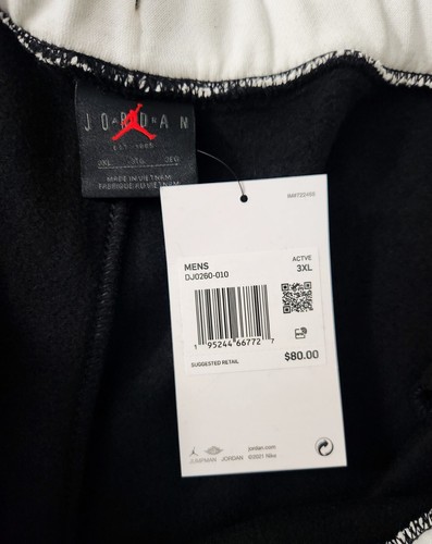 Pantalones deportivos Nike Jordan Jumpman polar para hombre talla 3XL negros blancos DJ0260-010 NUEVOS CON ETIQUETAS - Imagen 6 de 9