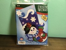 Design Works Snowflake Snowman Bird Christmas Holiday Felt Stocking Kit 5246