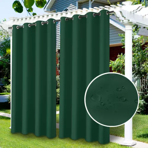 1/2 Stück Wasserdicht Outdoor Terrasse Vorhänge 52" Breit Sichtschutz Verdunkelung Pergola Schatten - Bild 116 von 124