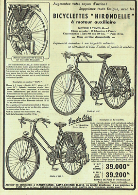 publicité Advertising 0223 1949 Manufrance bicyclette Hirondelle