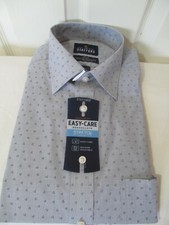 NWT STAFFORD EASY CARE BROADCLOTH STRETCH COMFORT DRESS SHIRT Blue EOE Triangle