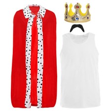 FREDDIE MERCURY FANCY DRESS COSTUME CAPE CROWN VEST MOUSTACHE MUSIC ICON SINGER 