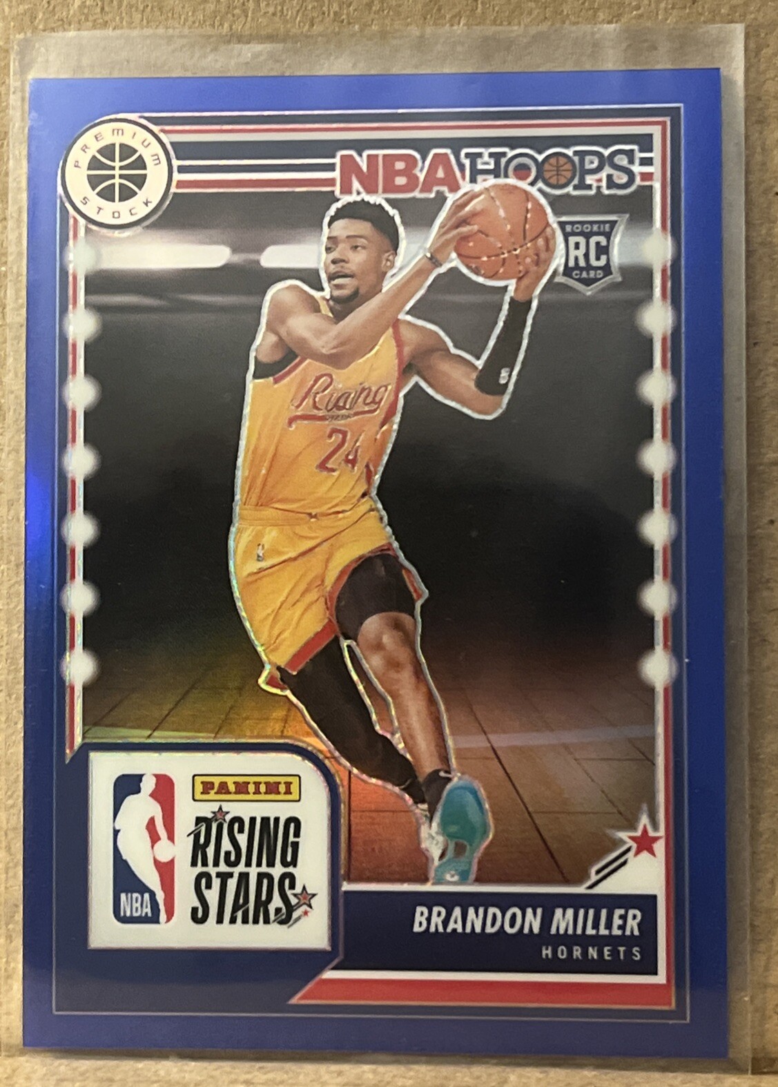 2023-24 NBA Hoops Premium Stock Brandon Miller Rising Stars Blue Prizm /120 RC
