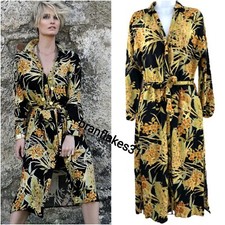 ZARA BLACK/GOLDEN FLORAL PRINT TUNIC DRESS WITH BELT SIZE M