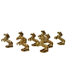 8 Mini Brass Galloping War Horses Feng Shui Chinese Zodiac Lucky Gift