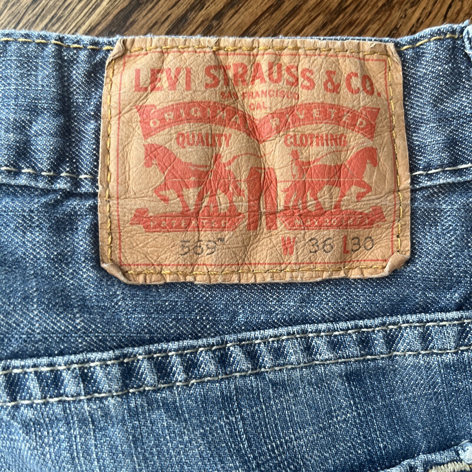 Levis Jeans Mens 36x27.5 Blue 569 Loose Straight Leg Medium Wash Classic Denim - View 9
