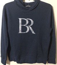 Banana Republic Men  s Graphic Logo Pullover Hoodie Sweatshirts Black Sz L New