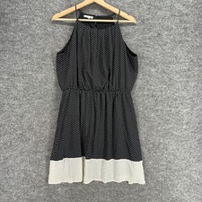 Maurices Dress Women L Black Polka Dot Sheath Midi Lined Sleeveless Casual