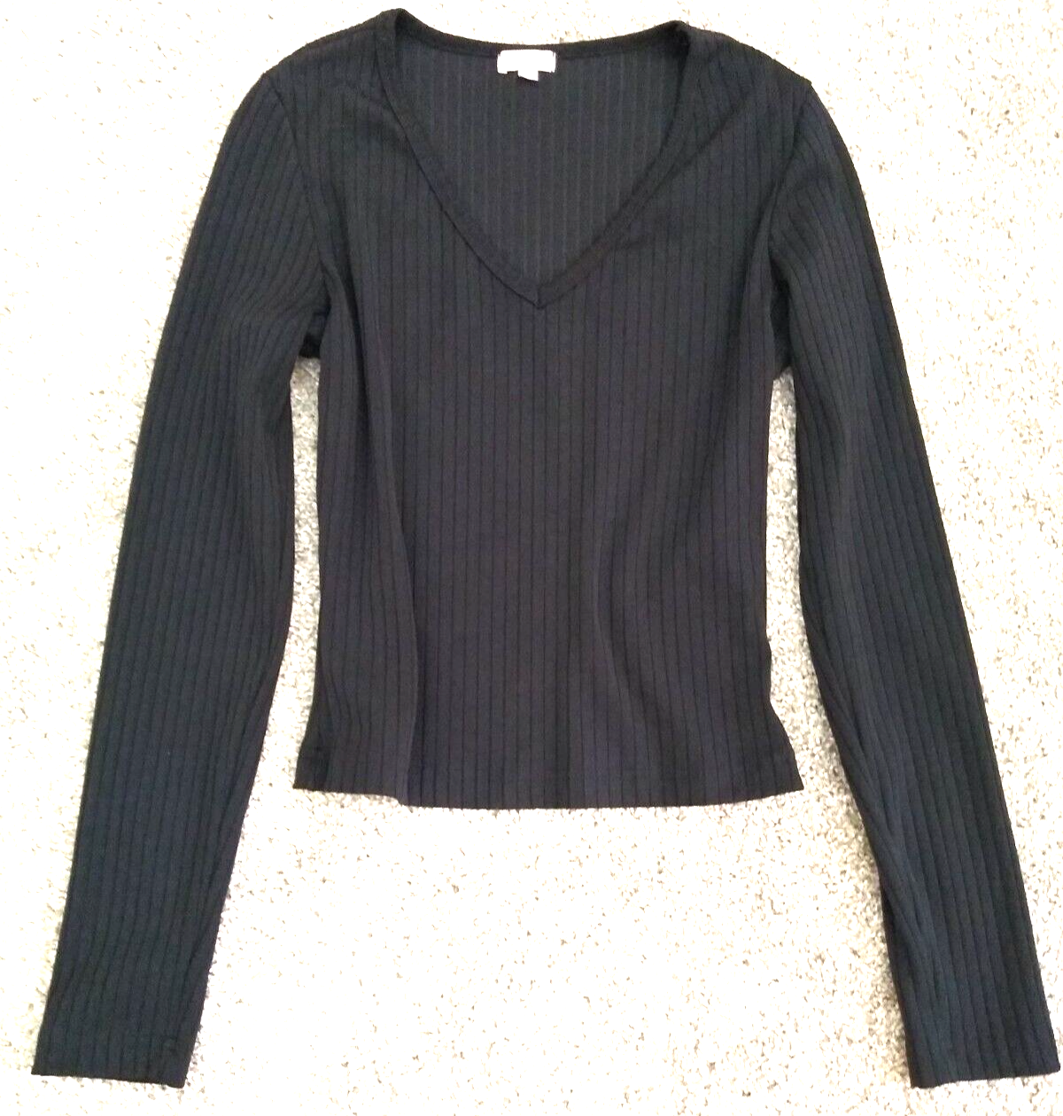 Y2K Top Vintage 90s Black Shirt Sexy Snug Fit Ribbed Long Sleeved Crop Top S M