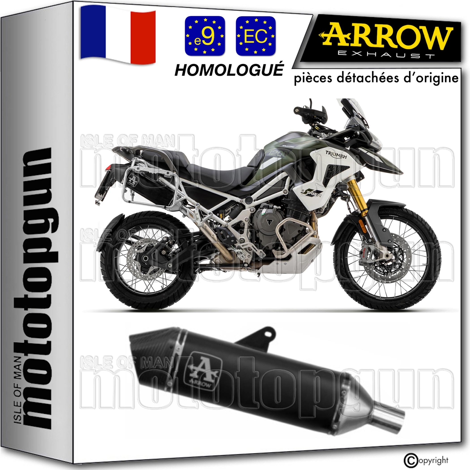 Echappement Arrow carbone pour Triumph Tiger 1200 reduction de poids