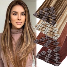 Clip In Human Hair Extensions Full Head 100 Real Remy Hair Balayage HUMAN HAIR