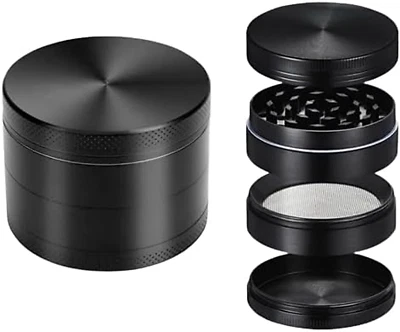 MAGNETIC METAL GRINDER 40mm 4 Part Black Shark Teeth Grinders Zinc Aluminium