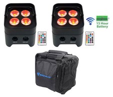  2 Rockville BEST PAR 50 Rechargeable Par Wash Lights Wireless DMX RGBWA UV Bag