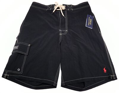 Polo Ralph Lauren Mens Swim Trunks Black Cargo Board Shorts - Main Image