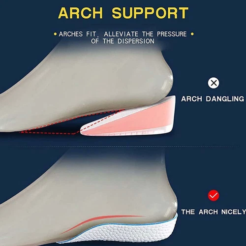 Height Increase Insoles Men Women Invisible Heel Lift Taller Shoe Inserts 2 Pads - Picture 4 of 13