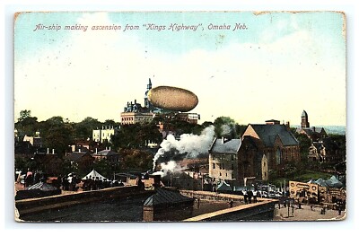 Omaha Nebraska Air-ship Making from Kings Highway Hot air Balloon chrome    0385