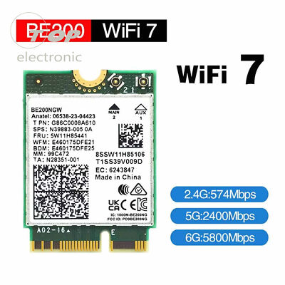 WiFi 7 Intel BE200NGW M.2 NGFF WiFi Card Tri Band 802.11be BT5.4 Network Adapter