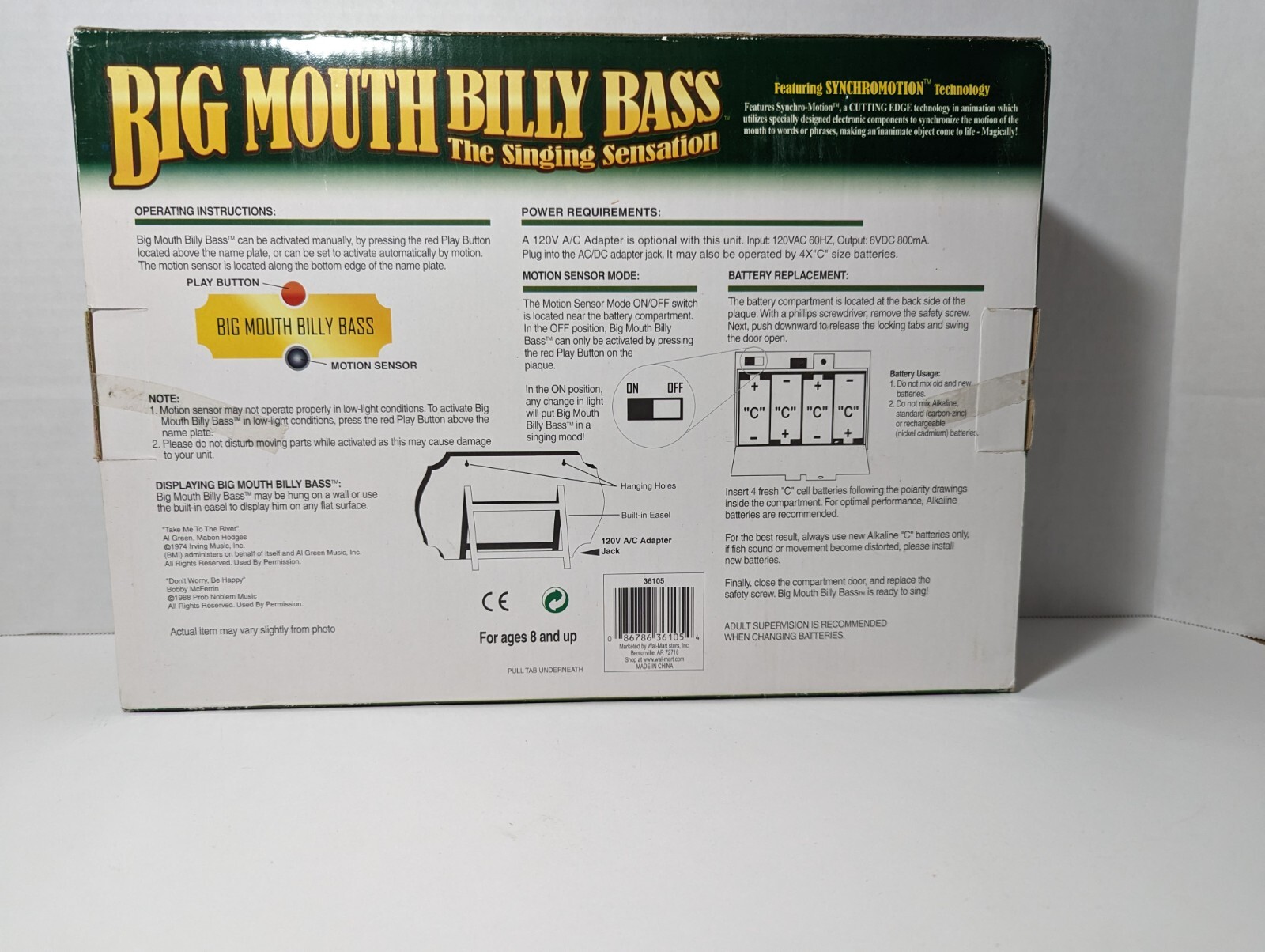 Big Mouth Billy Bass chantant poisson animé 1999 Gemmy ne