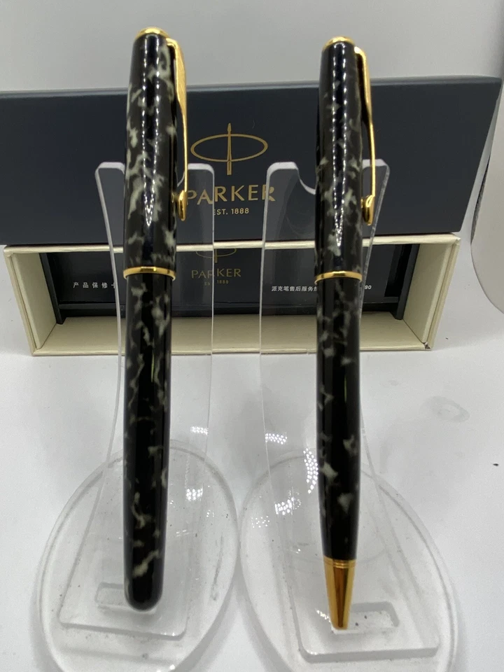 RARO Parker Sonnet Laque Moonbeam Mármol 18K-750 Estilográfica y Bolígrafo Circa: 1993 Foto 4 de 4