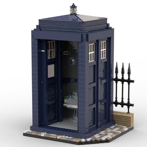 Blue Telephone Booth Model Building Blocks Call Box MOC Bricks Toys Collection - Picture 6 of 7