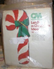 CANDY CANE LATCH HOOK RUG PATTERN CANVAS 10" X 44" VINTAGE SOLD AS IS