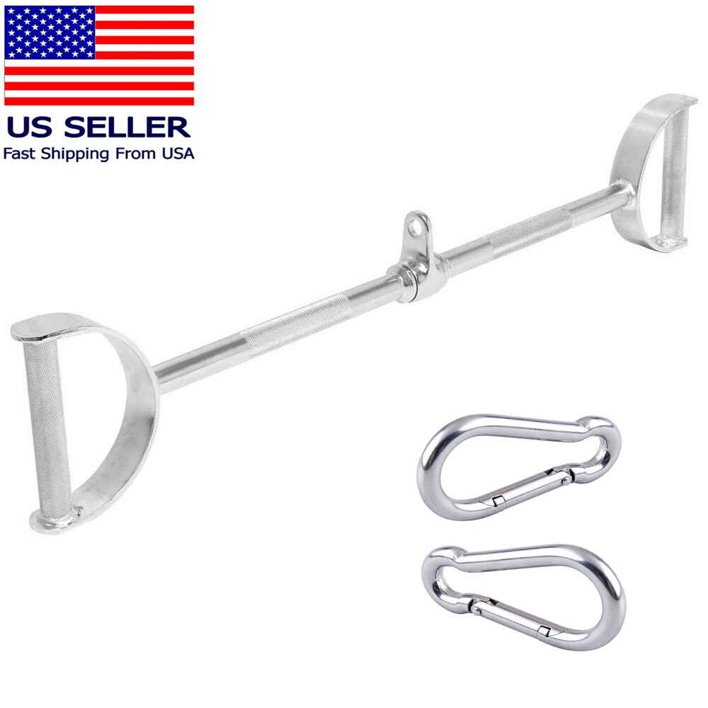 FMTX Home Gym Tricep Cable Attachments: COMBO Flat LAT Bar Snap Hooks Pair 2PC