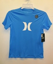 HURLEY Boy's S/S Rashguard DRI FIT ICON SURF SHIRT - 4BO Blue - Medium - NWT