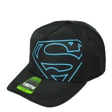 DC Comics Superman Youth Hat Cap Snapback Black Off Center Logo Super Hero