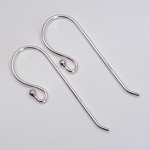 Ball Earring Hooks 28mm Long Wire Solid 925 Sterling Silver For Jewellery Making - Picture 5 of 15