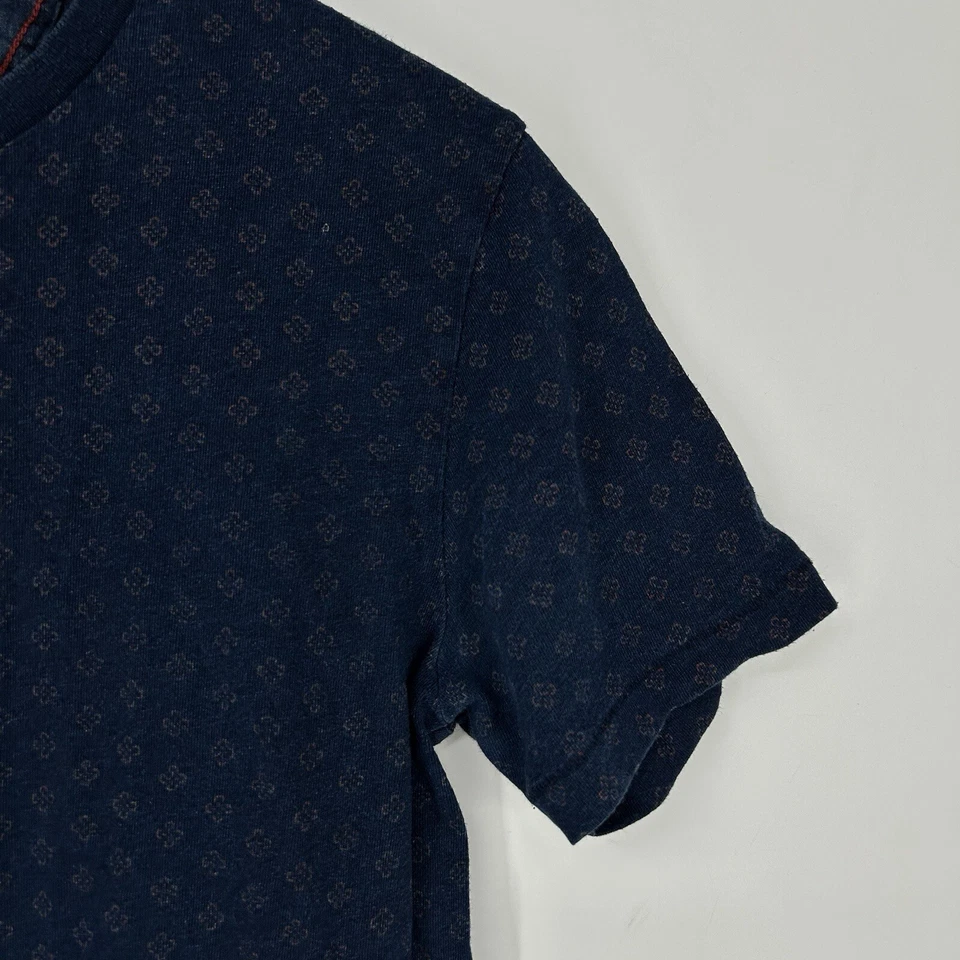 Camisa Lucky Brand Para Hombre Pequeña Azul Estampado Floral Verdadero Indigo Camiseta Cuello Redondo Foto 2 de 4