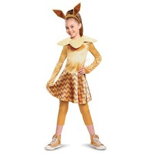 Eevee Costume for Girls Deluxe Dress Up Outfit with Tail and Ears Set