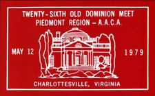 Old Dominion Meet Piedmont Region Charlottesville VA AACA Dash Plaque 1979