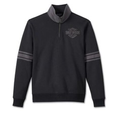 Harley-Davidson Men's Bar  Shield 1/4 Zip Sweatshirt Black 96009- Size M  4XL