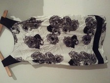 Womens Ann Taylor Dress 4P Petite Black White Cotton