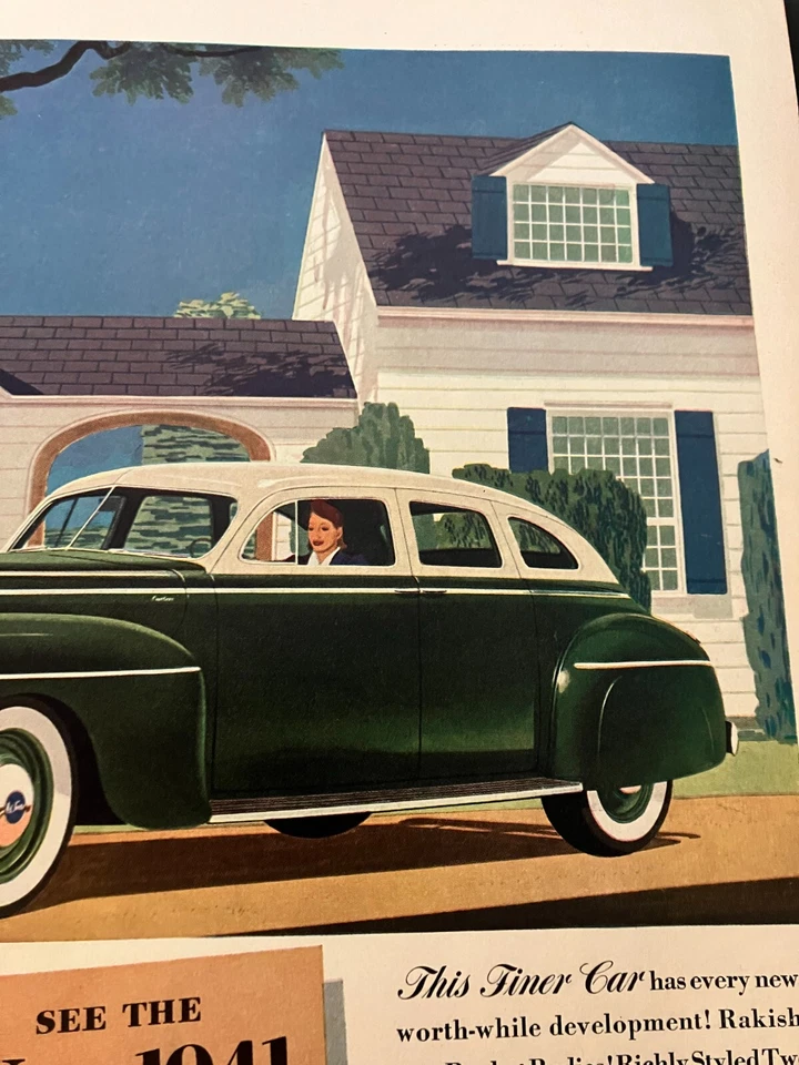 Sedã verde 1941 DeSoto 4 portas - Vintage impressão colorida original anúncio arte de parede - BOM - Imagem 3 de 4