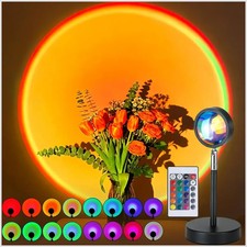 Sunset Lamp Projector, Rainbow Projection Led Lights with Remote, 16 Colors Mult