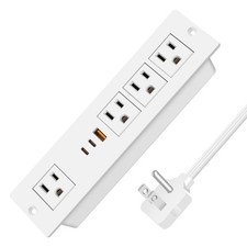 Recessed Power Strip PD 30W USB C Flush Mount Desk 4 AC 3 USB 6FT Cord