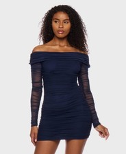 Juniors' B. Smart Off-Shoulder Long Sleeve Ruched Bodycon Dress, Size S NWT
