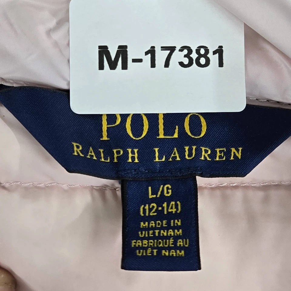 Colete Polo Ralph Lauren Meninas L Rosa Acolchoado Bordado Pônei - Imagem 2 de 4