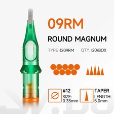 20Pcs 1209RM Tattoo Cartridge Needles 12 9RM Round Magnum Sterile Disposable