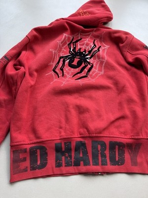 🕸 Ed Hardy Christian Audigier Rare Y2k Spider Zip Hoodie | eBay