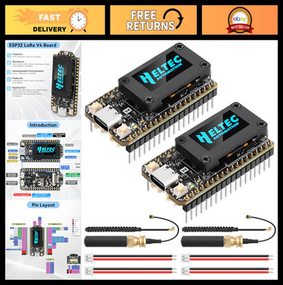 2 Set ESP32 LoRa V4 Boards WiFi Bluetooth GPS Solar SX1262 915MHz Antenna OLED I