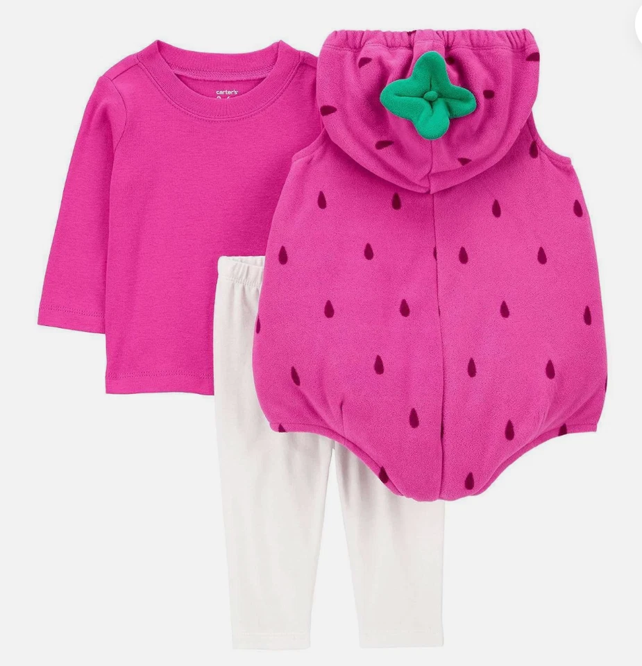 Carter's Baby Strawberry Halloween Costume 12 Months Tights Fruit - Image 2 of 4