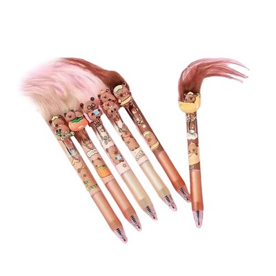 6 Pcs 0.5mm Neutral Pen Writing Pen Cartoon Capybara Gel Ink Pen Stationery Pen