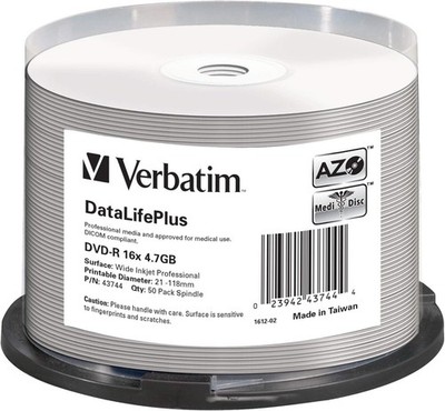 Verbatim DVD R Wide Inkjet DataLifePlus Rohlinge 4.7GB 50er Pack Spindel
