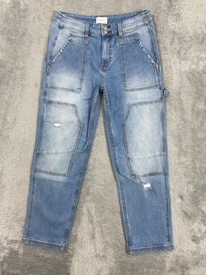 Driftwood Bodega Carpenter Relaxed Distressed Jeans Women 31 Blue Wash High Rise